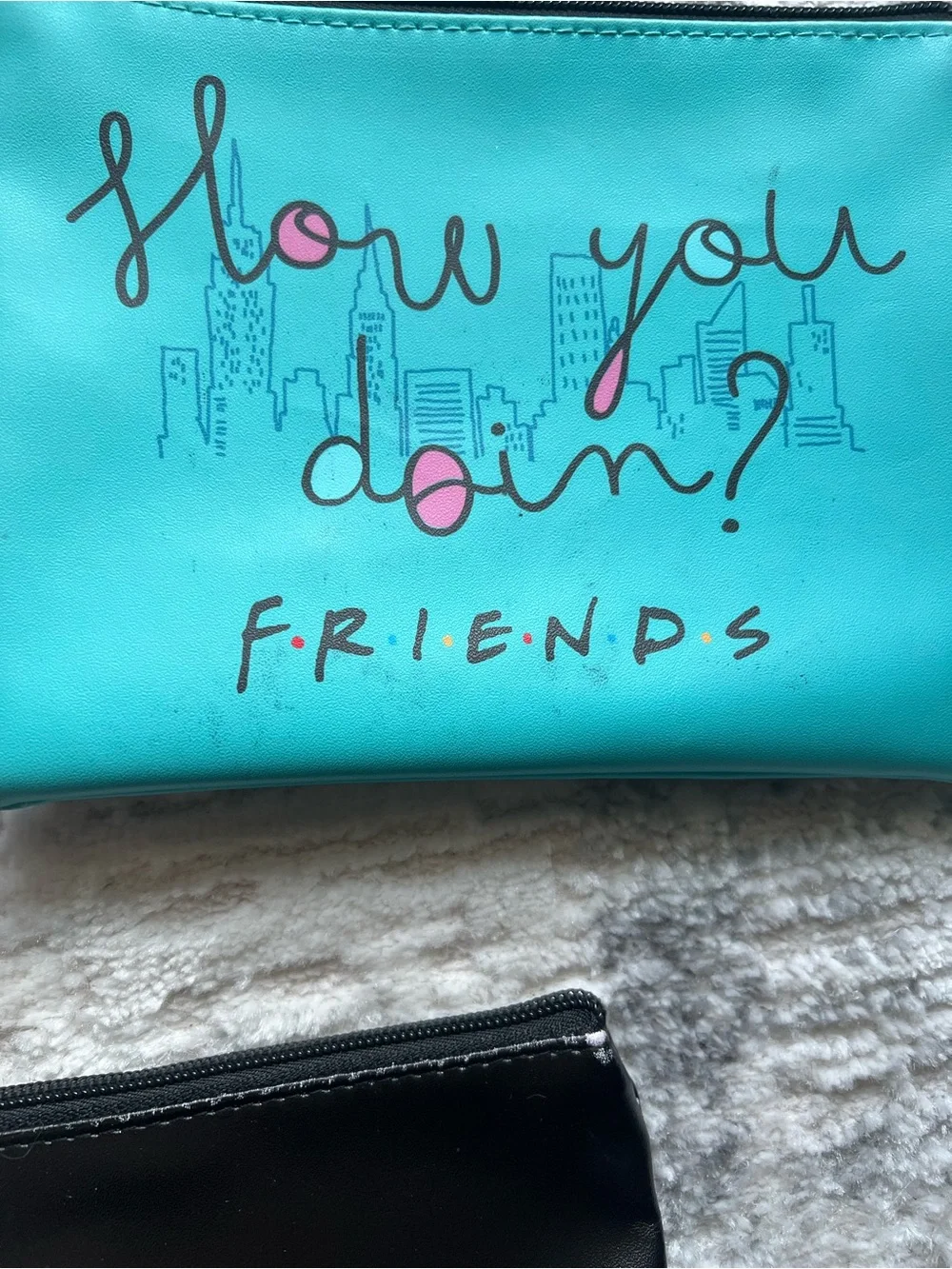 FRIENDS™ Black Logo Zip Pouch - Compact Travel Makeup Bags